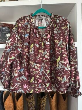 J. Crew Point Sur Bird Blouse